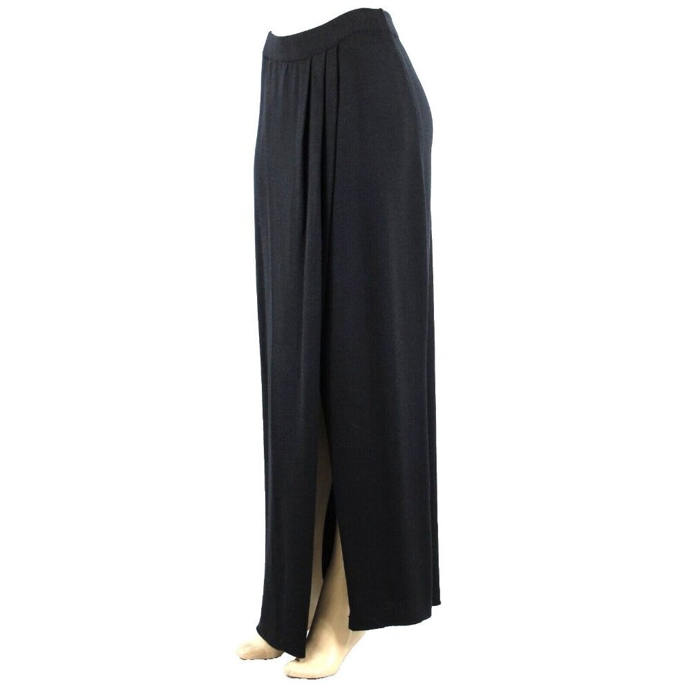 St John? Sz 6 Black Elastic Waist Pleated Side Slit Santana Knit AS IS Skirt